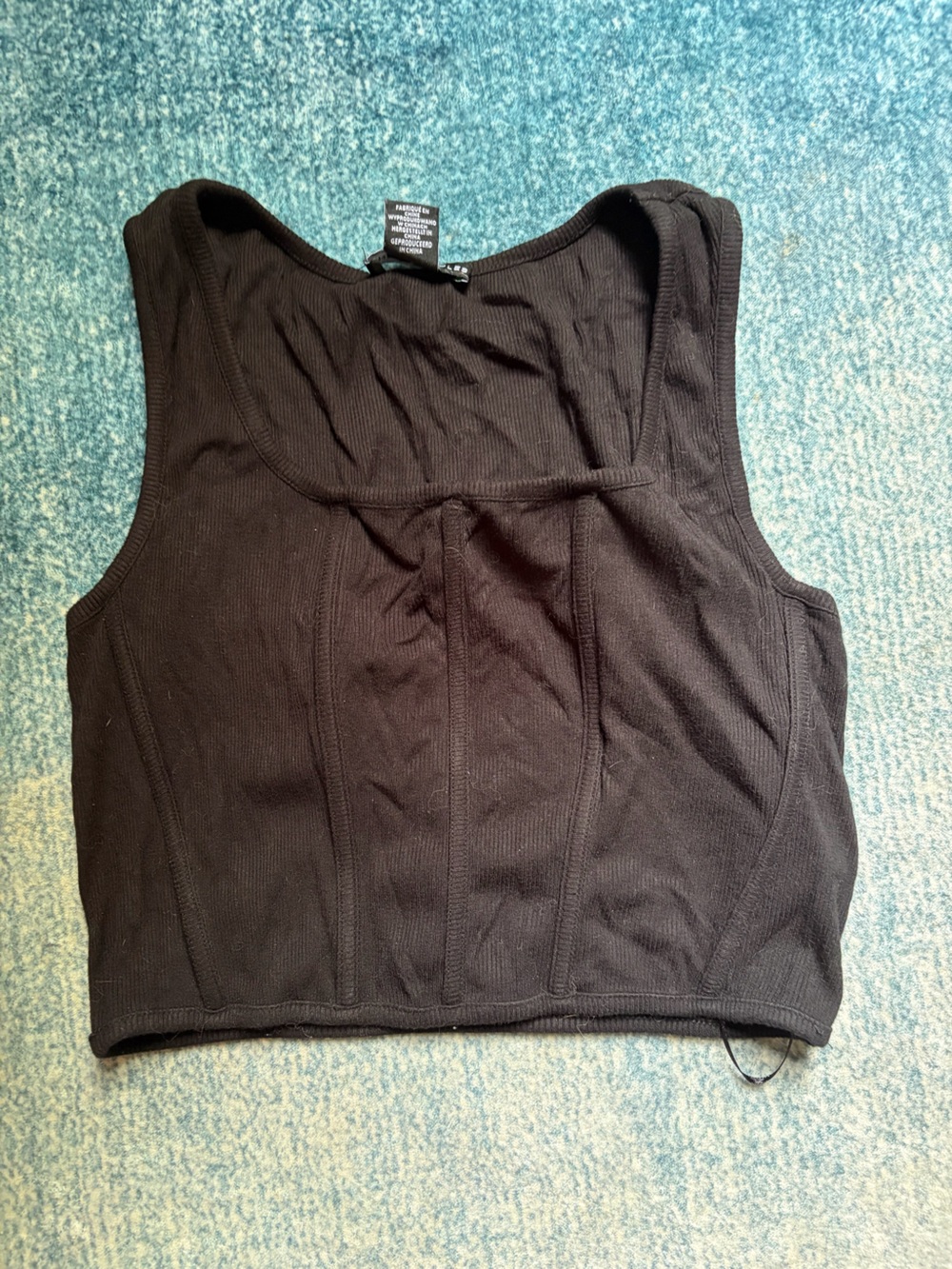 Sincerely Jules Black Wire Ribbed Crop Top